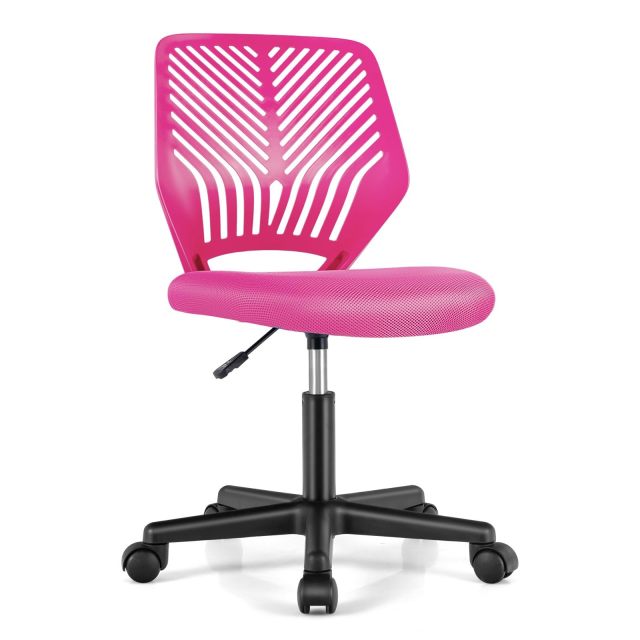 Height-Adjustable Ergonomic Kids Desk Chair Swivel Armless Task Chair w/Universal Casters