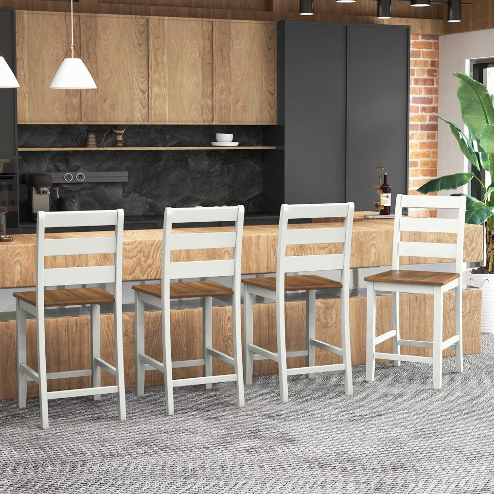 Set of 2/4 Counter Height Chairs 24'' Wooden Bar Stools