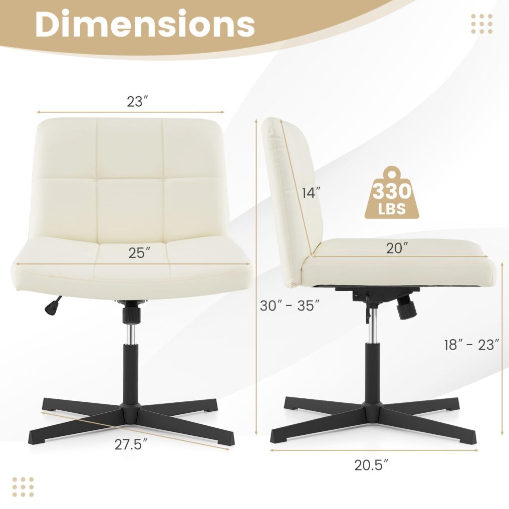 Criss Cross Chair PU Leather Upholstered Swivel Office Chair with Height Adjustable