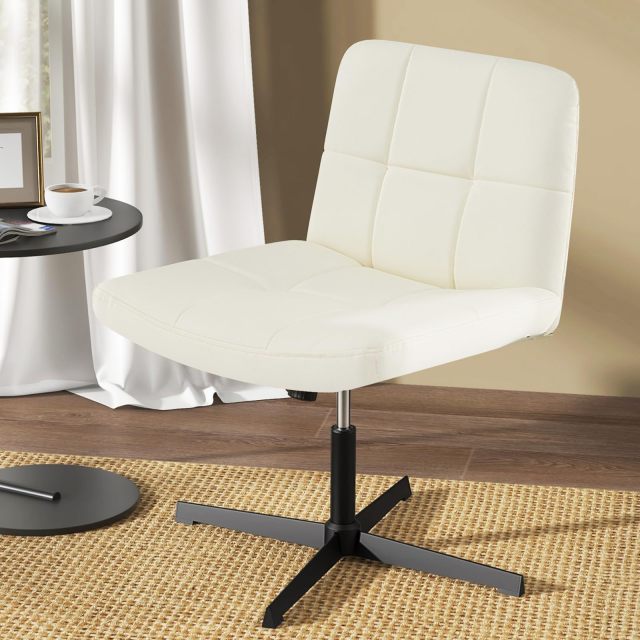 Criss Cross Chair PU Leather Upholstered Swivel Office Chair with Height Adjustable