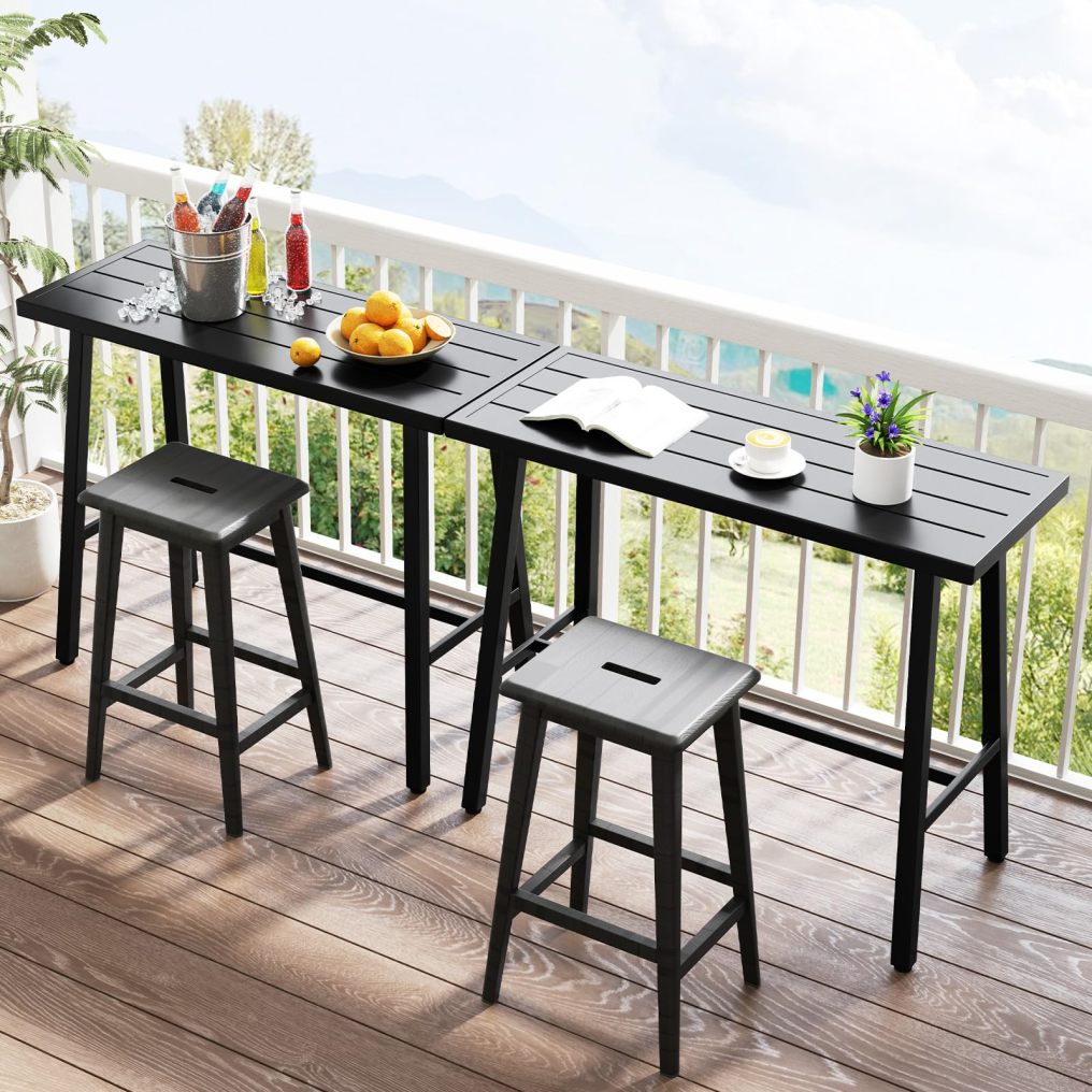 36" Outdoor Bar Table with Adjustable Foot Pads Patio Counter Height Dining Table