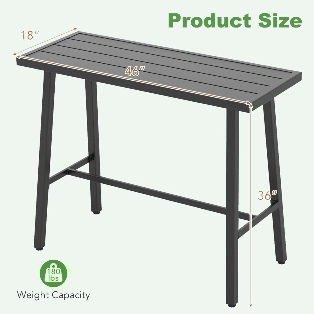 36" Outdoor Bar Table with Adjustable Foot Pads Patio Counter Height Dining Table