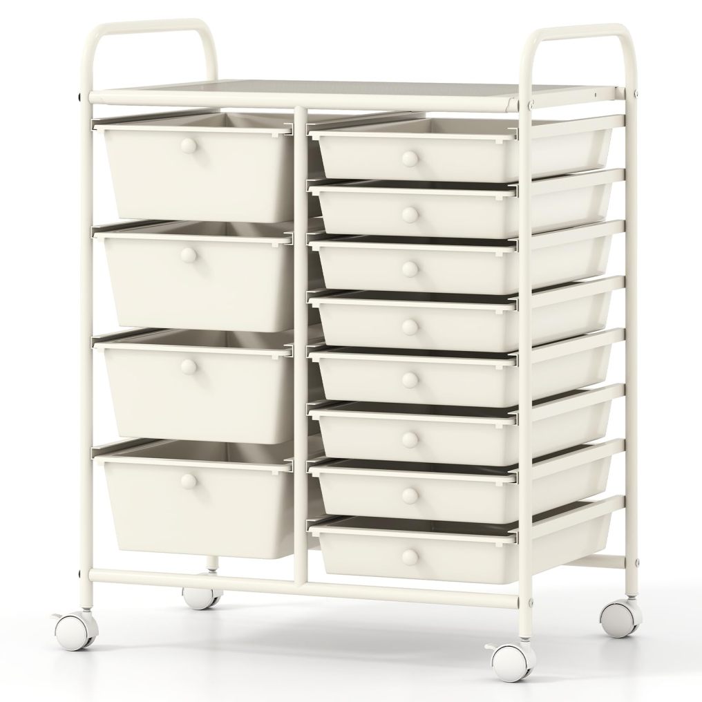 12 Drawer Utility Rolling Cart with Drawers Multi Use Storage