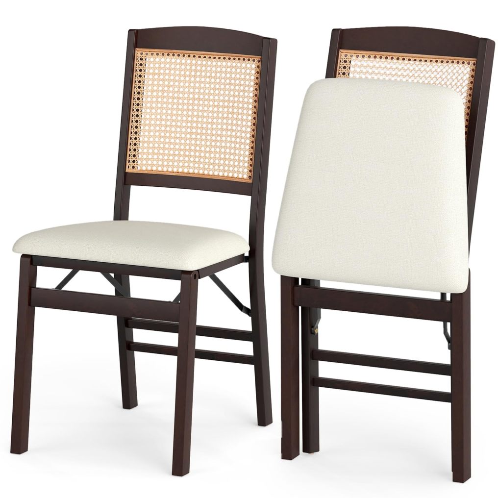 Folding Chairs Set of 2/4 Armless Rubber Wood Kitchen Side Chair