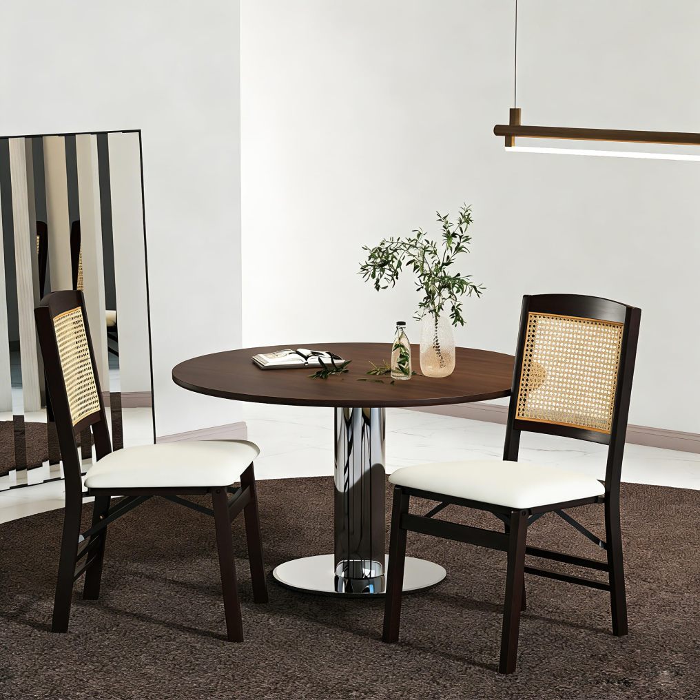 Folding Chairs Set of 2/4 Armless Rubber Wood Kitchen Side Chair