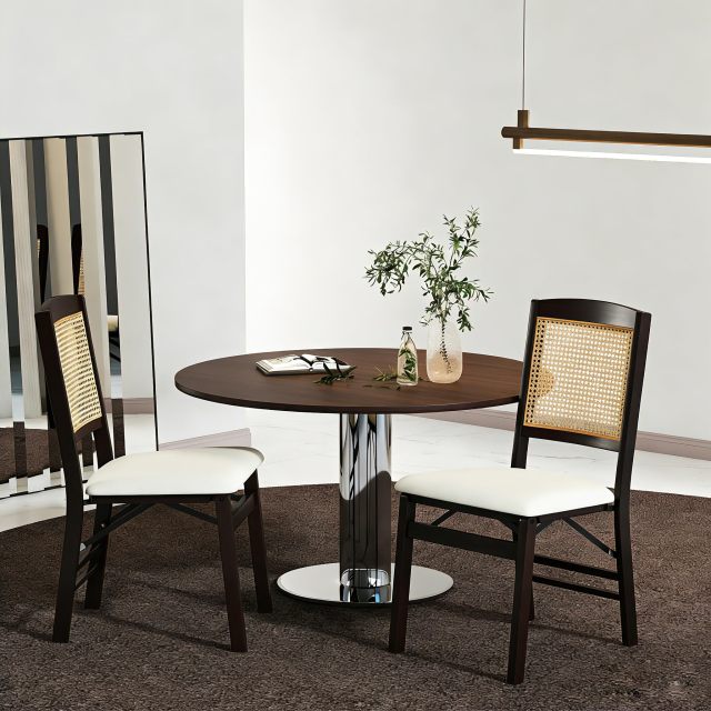 Folding Chairs Set of 2/4 Armless Rubber Wood Kitchen Side Chair