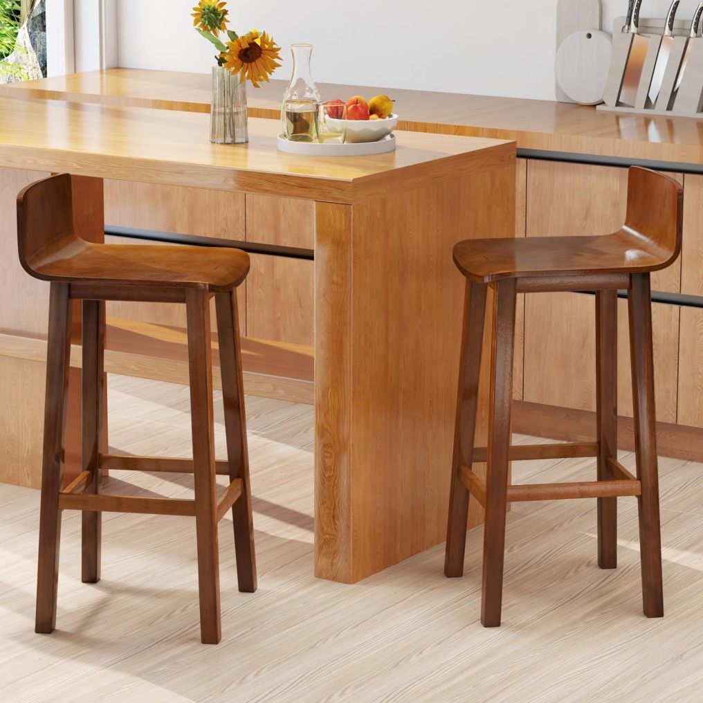 Solid Wood Bar Stools Set of 2/4 29-inch Counter Height Chairs