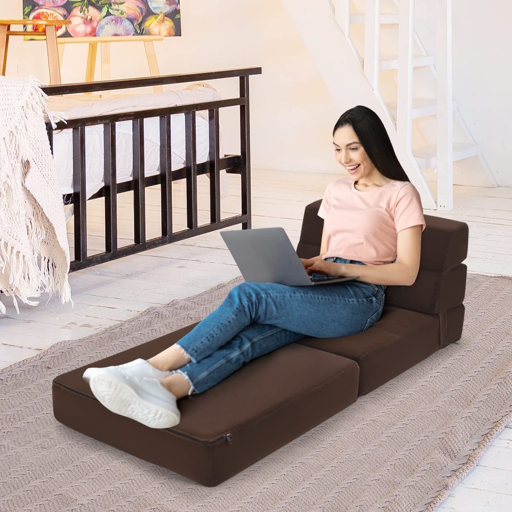3 in 1 Fold Floor Couch Lounge Sleeper with Thick Cushion for Living Room Bedroom