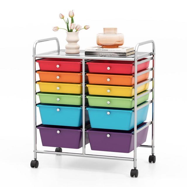 12-Drawer Rolling Storage Cart 12 Drawer Organizer Trolley