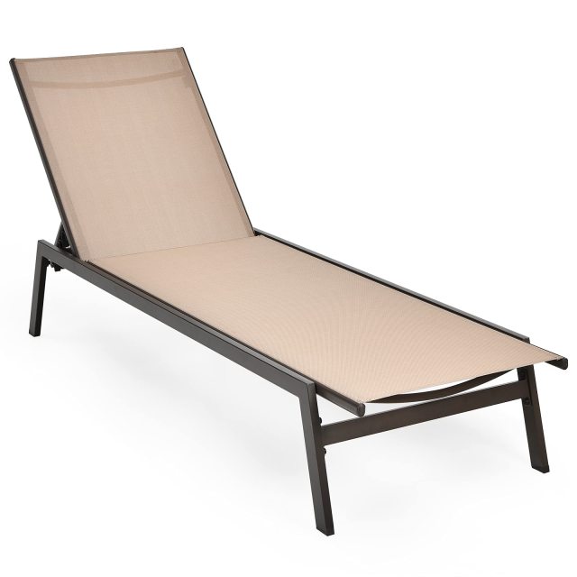 1/2 PCS Patio Lounge Chair Chaise Recliner Back Adjustable Garden