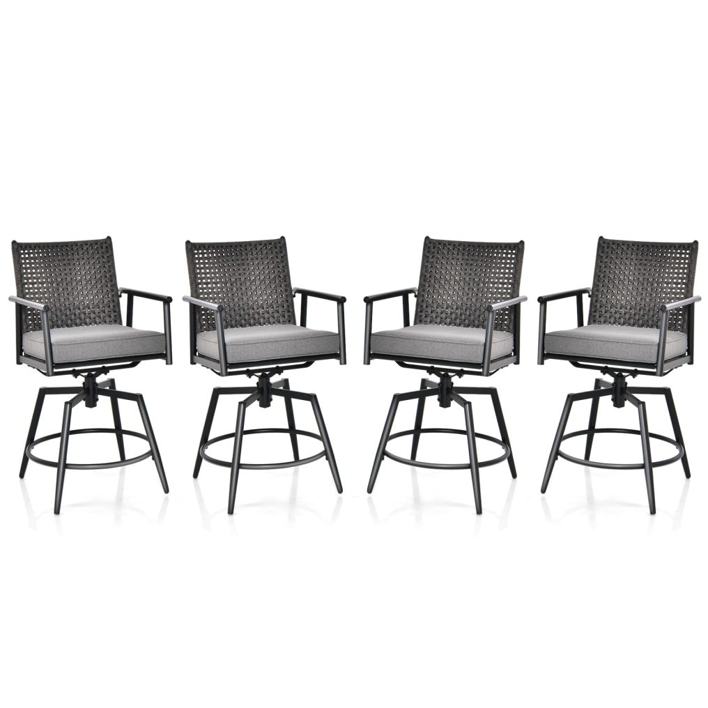 Patio Swivel Bar Stool Set of 2/4 Counter Height Bar Chair