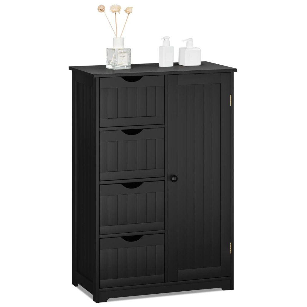 Wooden Storage Organizer with 4 Deep Drawers & Adjustable Shelf