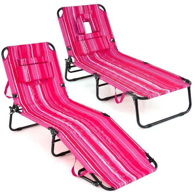 Tanning Chair with Face Hole Pillows & Adjustable Backrest(1/2)