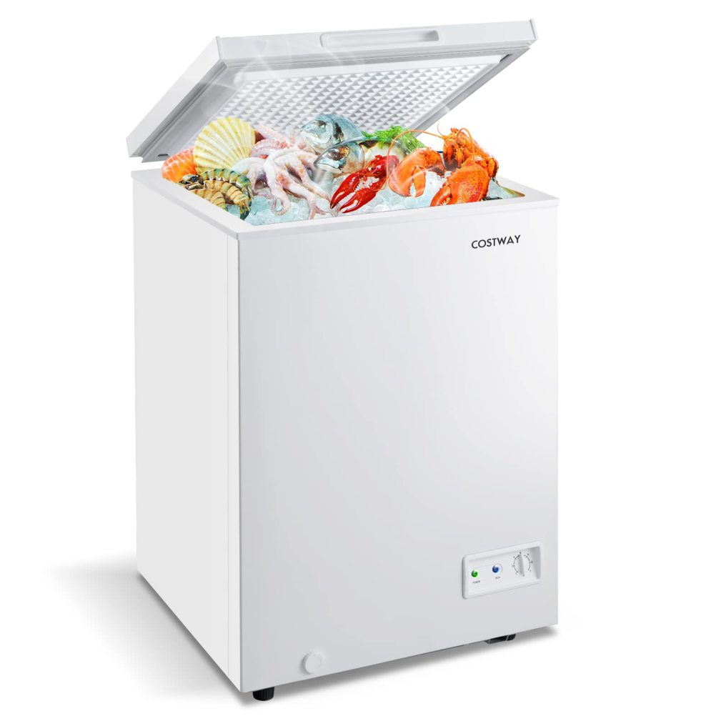 ARLIME Chest Freezer 3.5 Cu.ft Quiet Small Deep Freezer with Top Open Door & Removable Basket