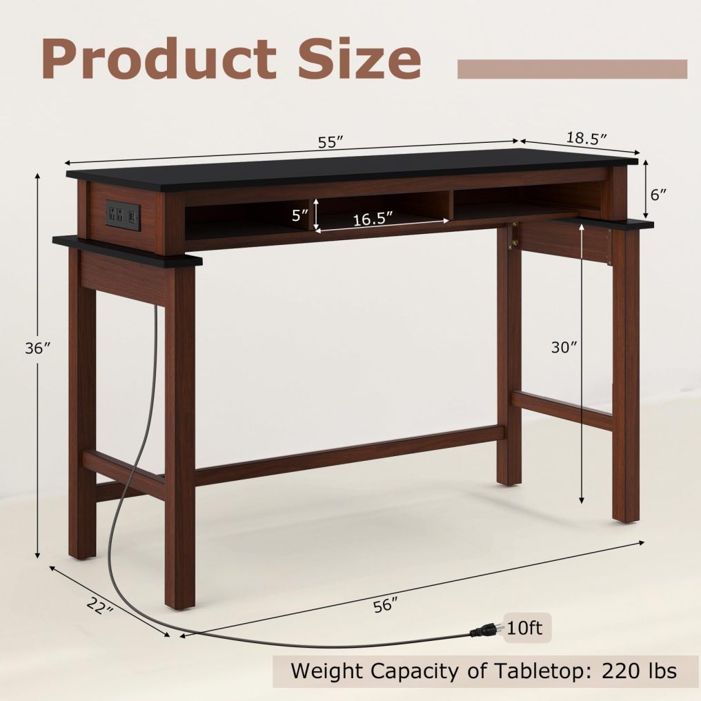 Bar Table with Charging Station 36” Counter Height Table