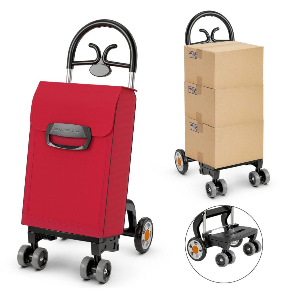 6-Wheel Trolley Dolly 2-in-1 Heavy Duty Hand Truck w/Removable & Waterproof Bag