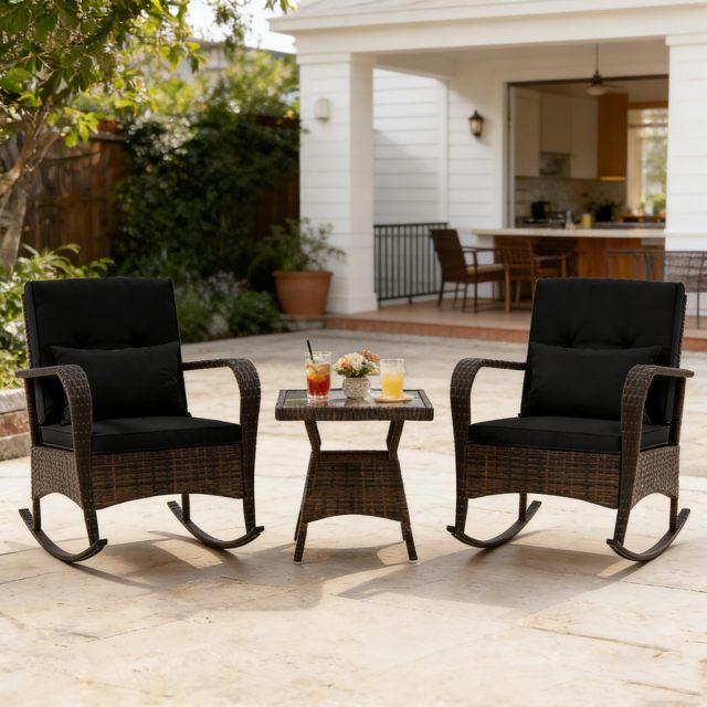 3 Piece PE Wicker Patio Bistro Set
