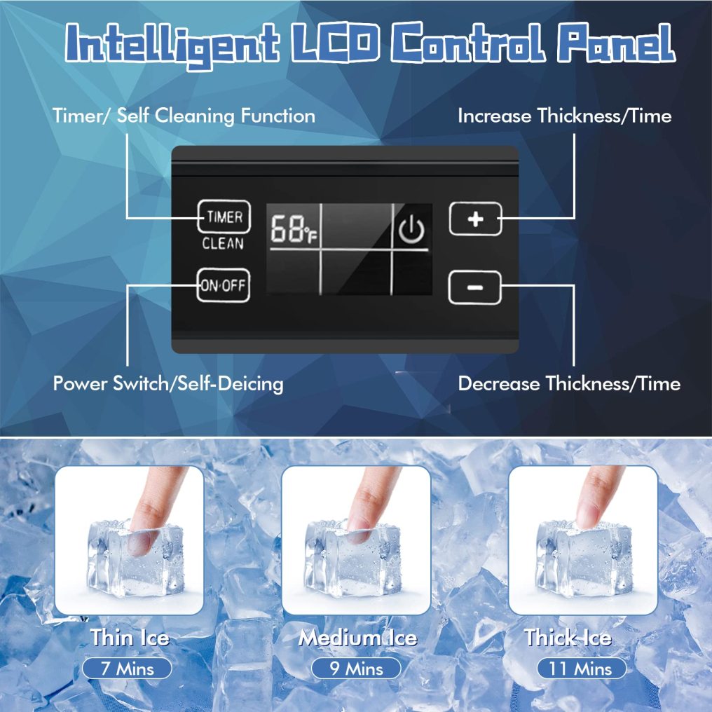 Commercial Ice Maker, 80LBS/24H Freestanding and Under Counter 115V Industrial Ice Machine with Self-Cleaning Function