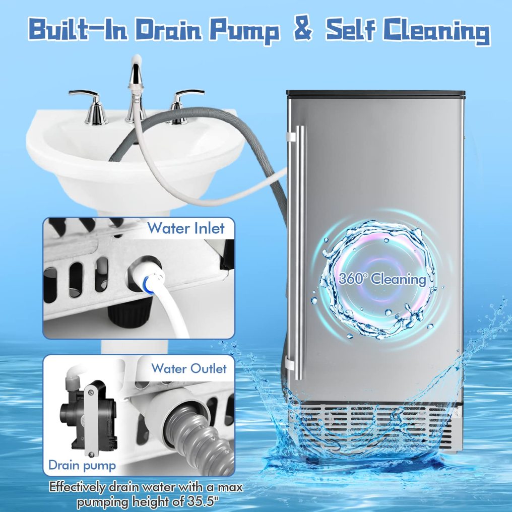 Commercial Ice Maker, 80LBS/24H Freestanding and Under Counter 115V Industrial Ice Machine with Self-Cleaning Function