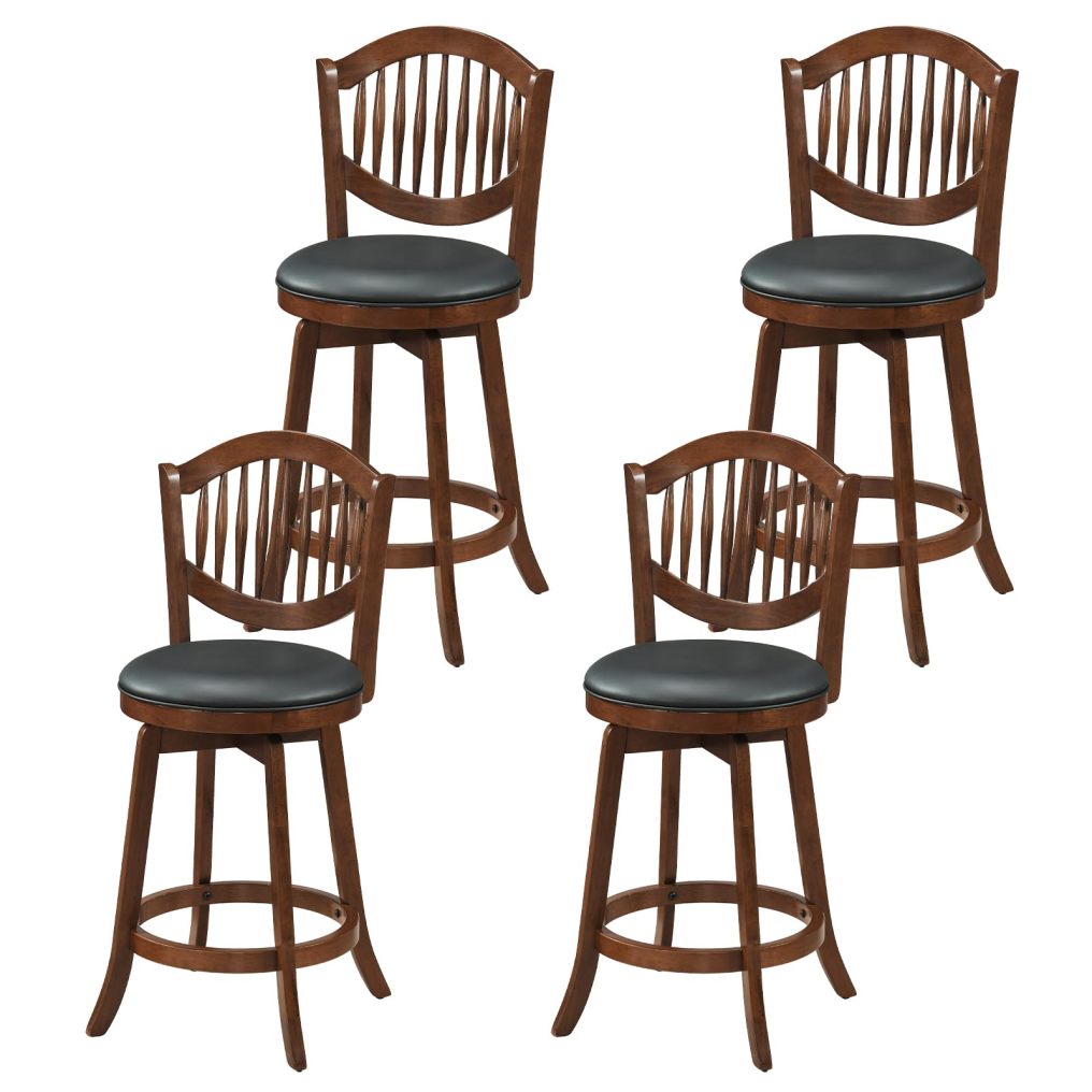 25/30 Inch Counter Height Barstools with Backrests and Wood Frame