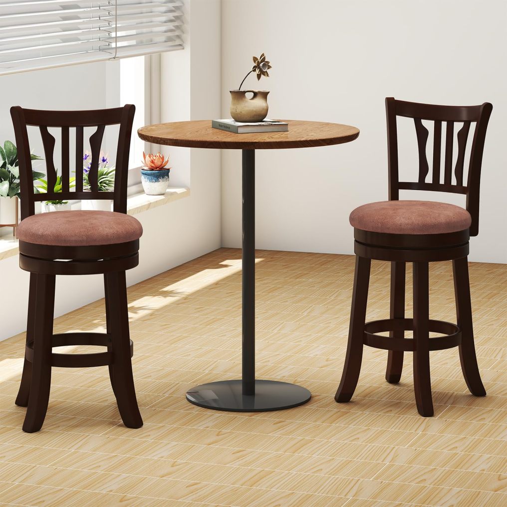 26"/30" Counter Height Stools Set with Backrest & Faux Leather Padded Seat