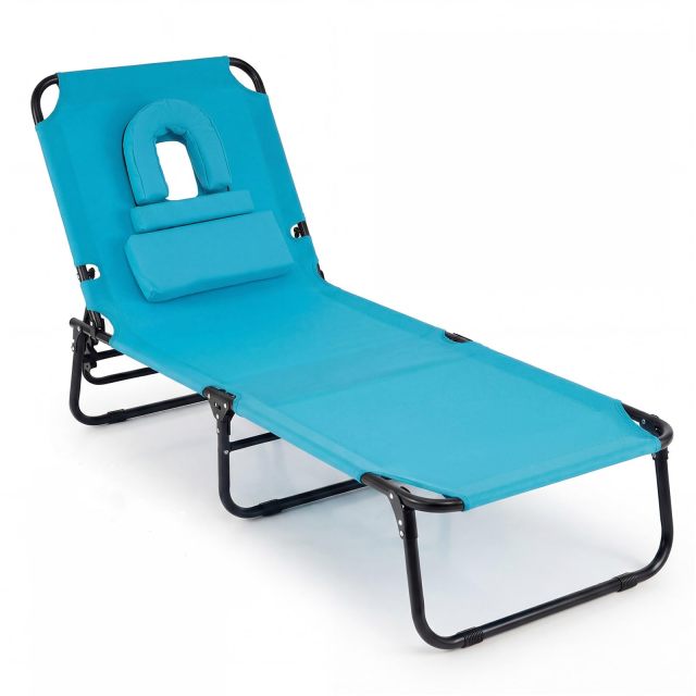 Tanning Chair with Face Hole Pillows & Adjustable Backrest(1/2)