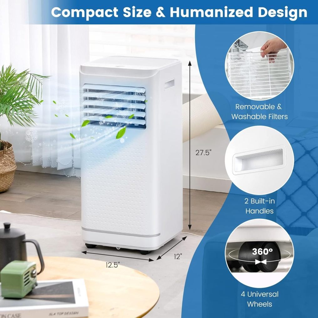Portable Air Conditioner 10000 BTU, 3-in-1 AC Cooling Unit with Dehumidifier, 24H Timer