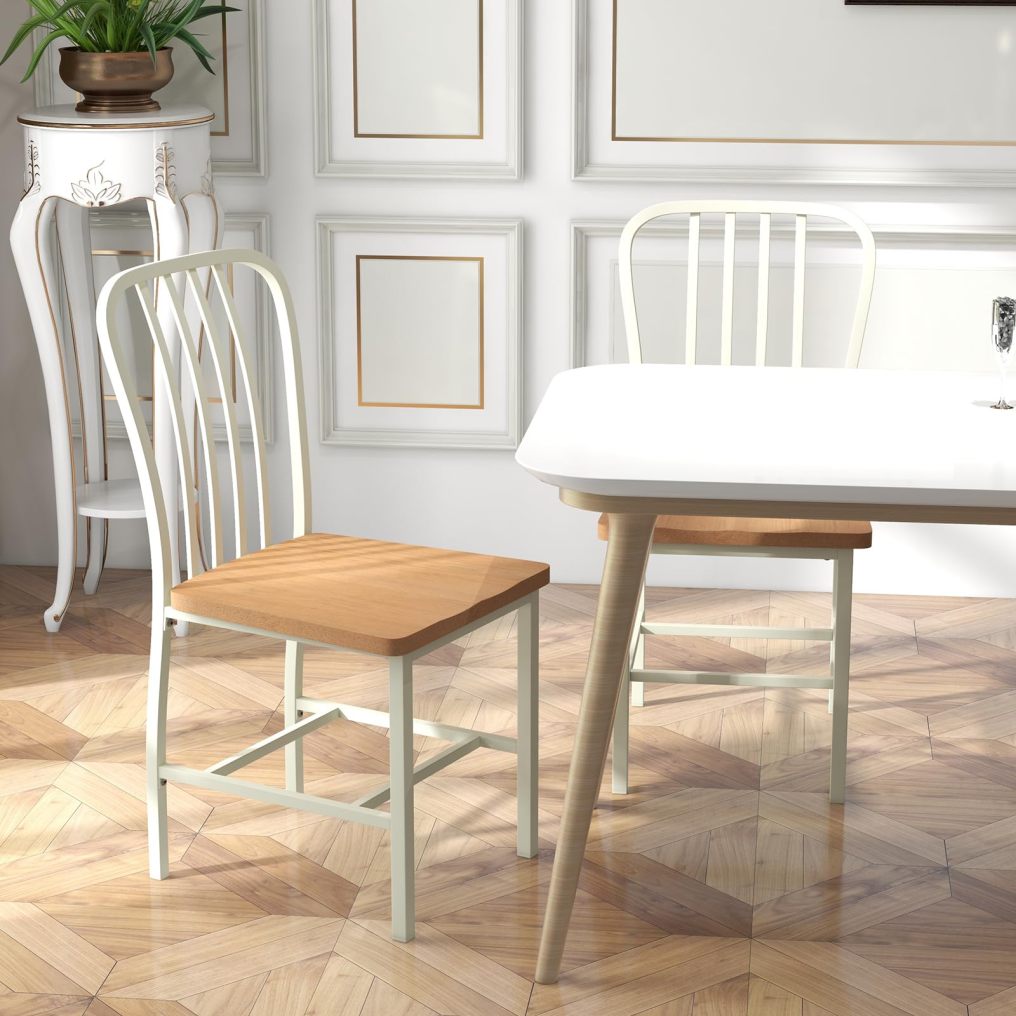 Dining Chair Set of 2/4 18.5 inch Seat Height Armless Spindle Back Kitchen Chairs