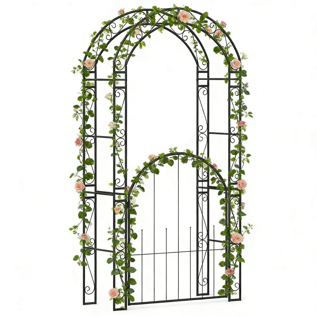 84-Inch Metal Garden Arch for Climbing Plants