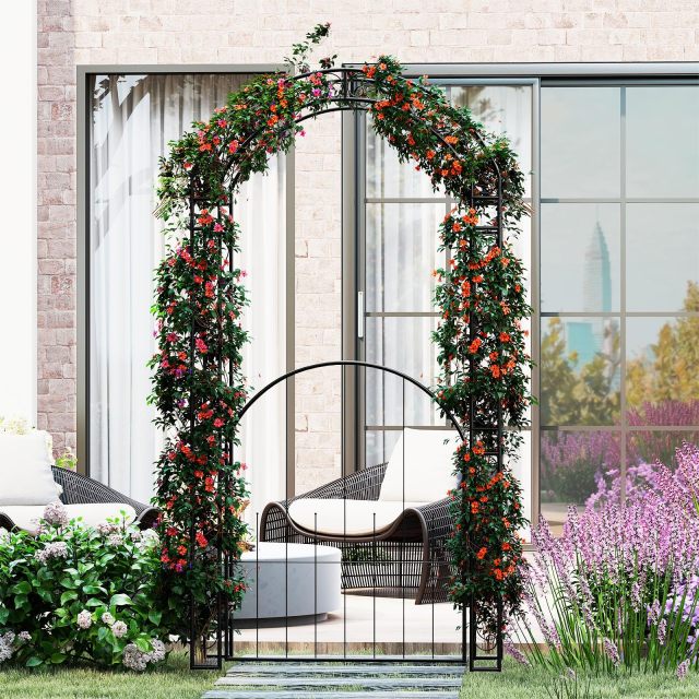 84-Inch Metal Garden Arch for Climbing Plants