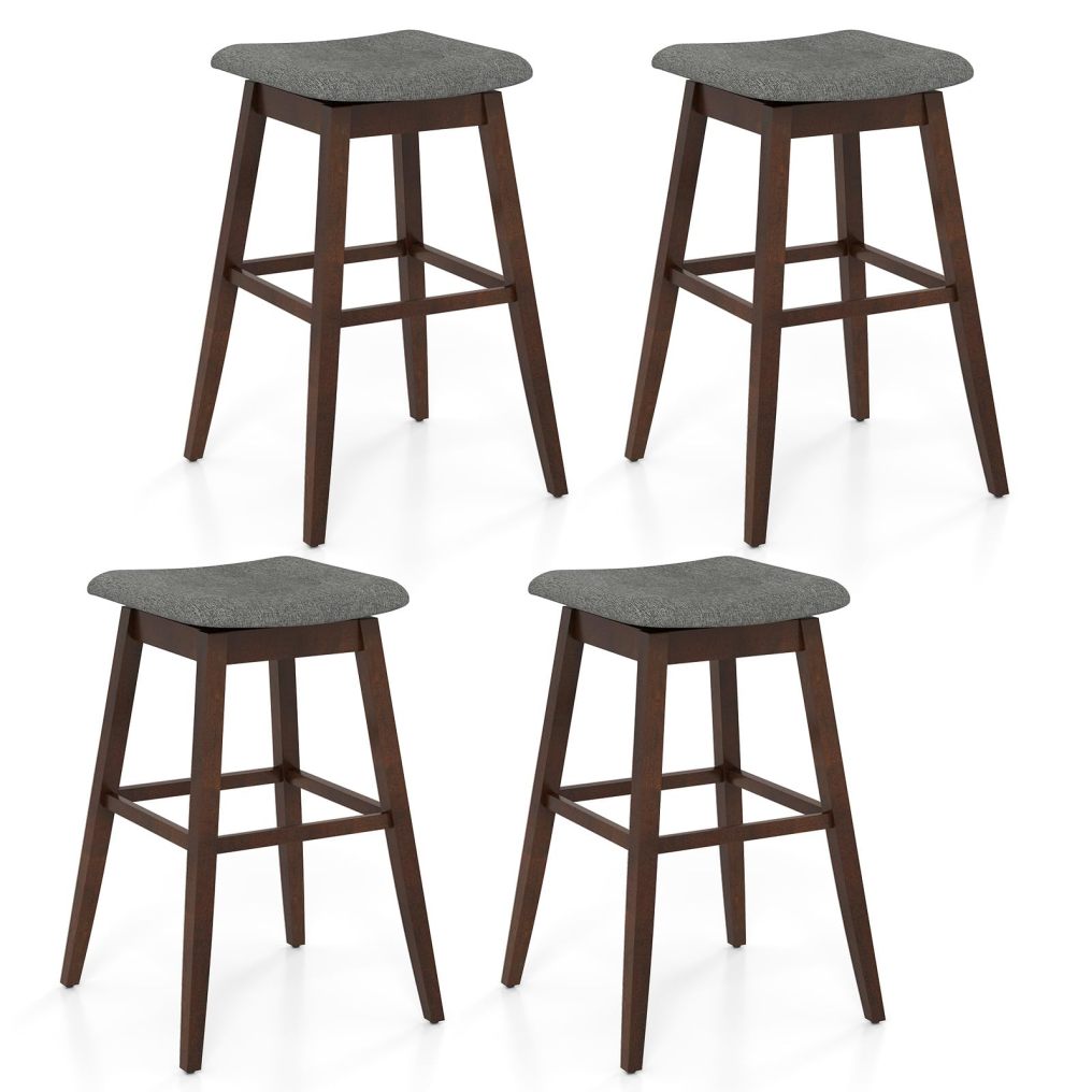 Swivel Bar Stools 30-inch Height Backless Upholstered Chairs with Padded Contoured Seat