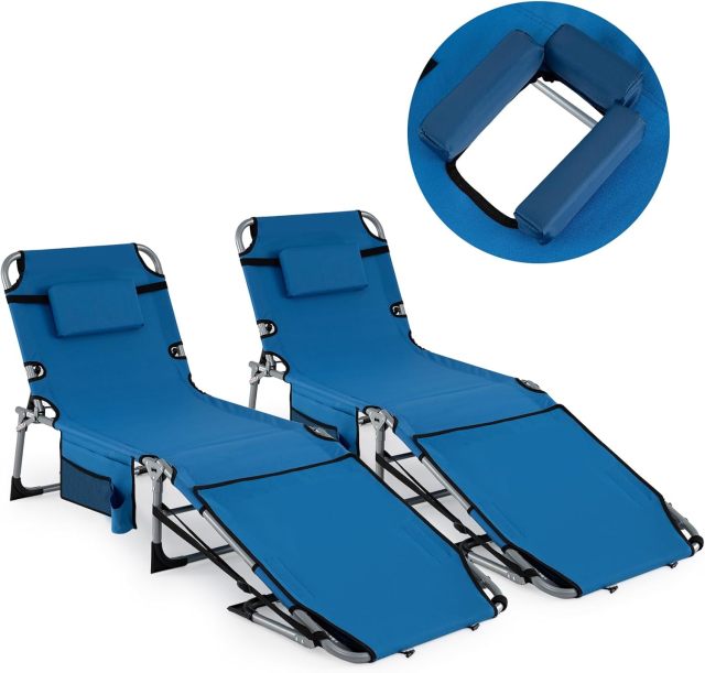 Tanning Chair with Face Arm Holes | Portable Sunbathing Chair w/4-Level Backrest (1/2)