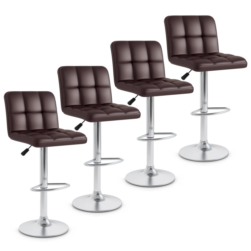Bar Stools Set Modern PU Leather Swivel Bar Chairs