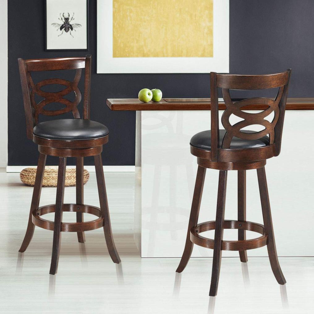 Bar Stools Set 360 Degree Swivel PVC Cushioned Seat