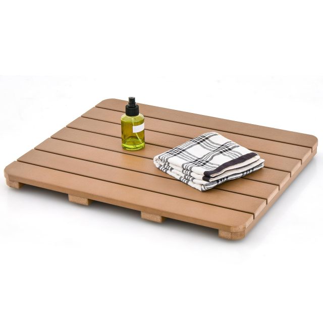 Non-Slip Shower Mat for Indoor & Outdoor with Slatted Design for Bathtub Doorway Pool Patio