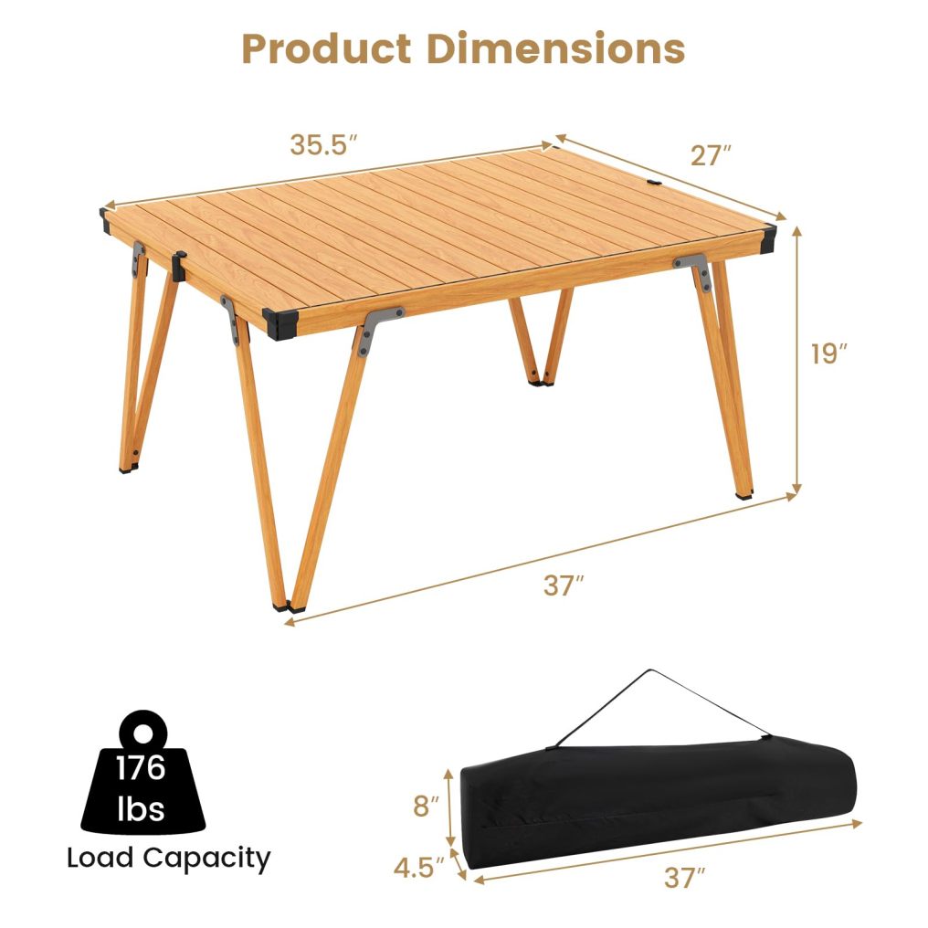Folding Low Picnic Table Portable Camping Table with Storage Bag