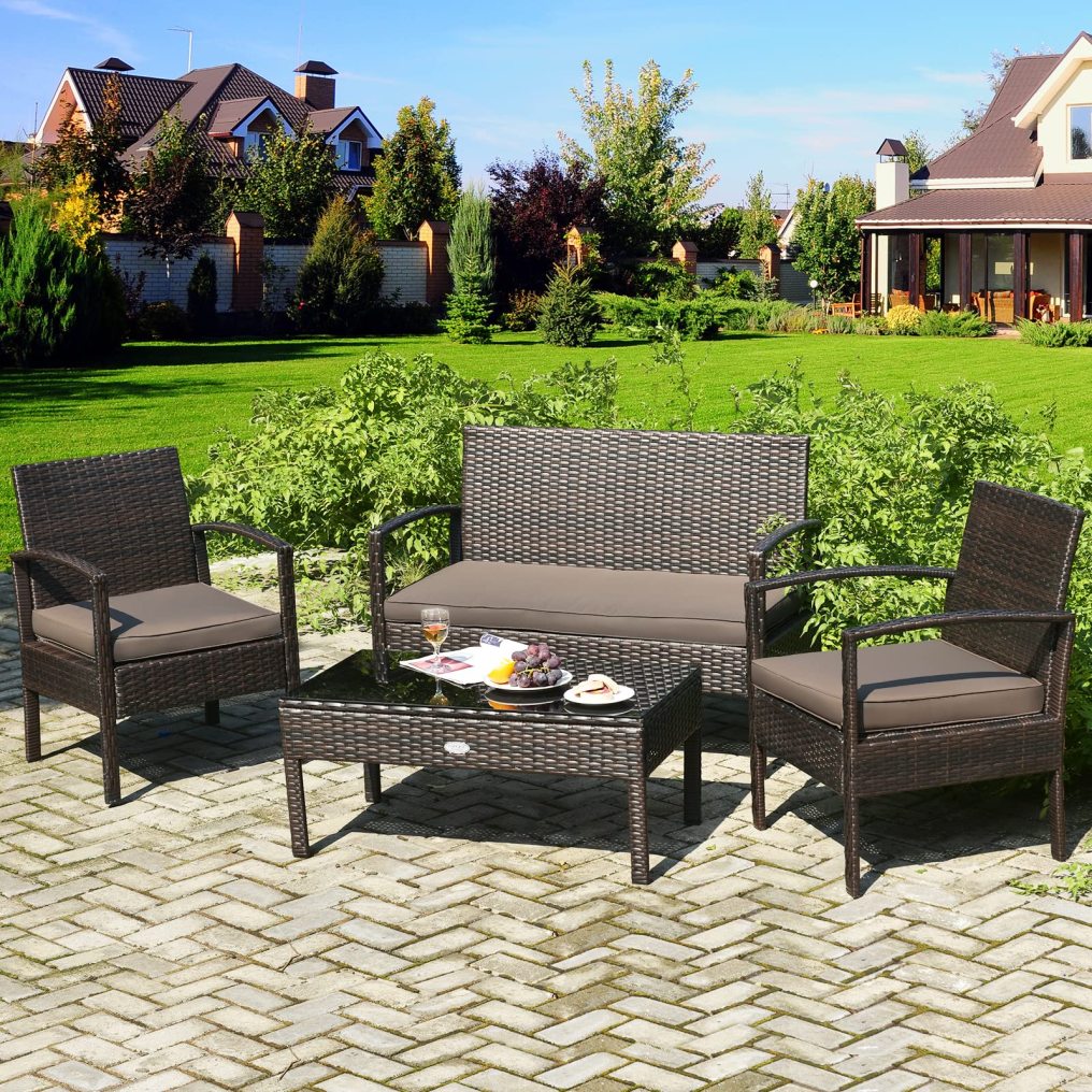 Outdoor Patio Furniture Set 4/8 Pieces Wicker Conversation Set