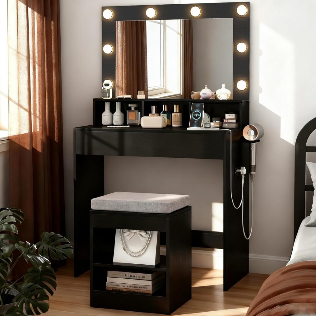 31.5 inch Vanity Desk with Mirror and Lights