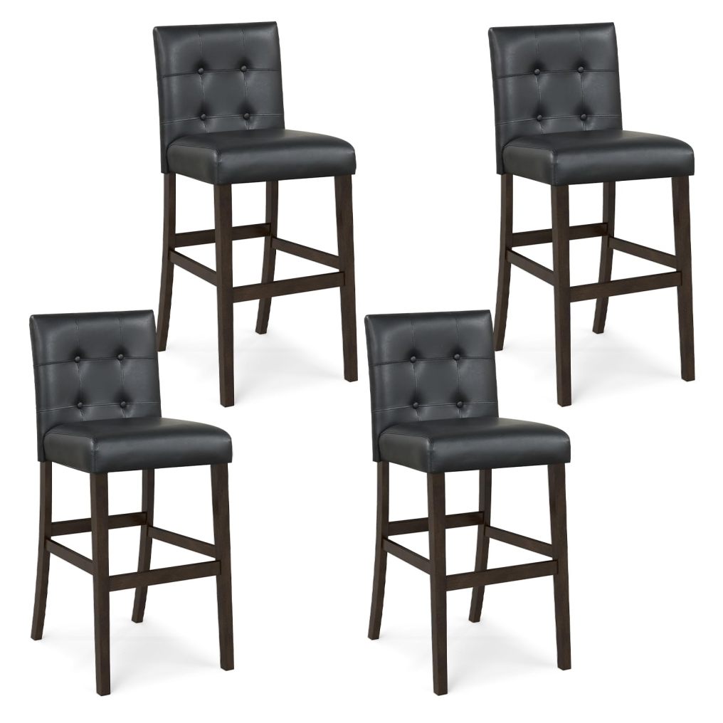 Set of 4 Bar Stools 26‘’ Upholstered Barstool with Back