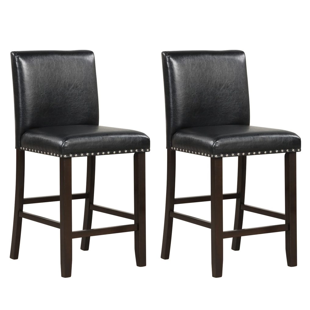 Bar Stools 25.5” PVC Leather Armless Counter Height Chair with Back