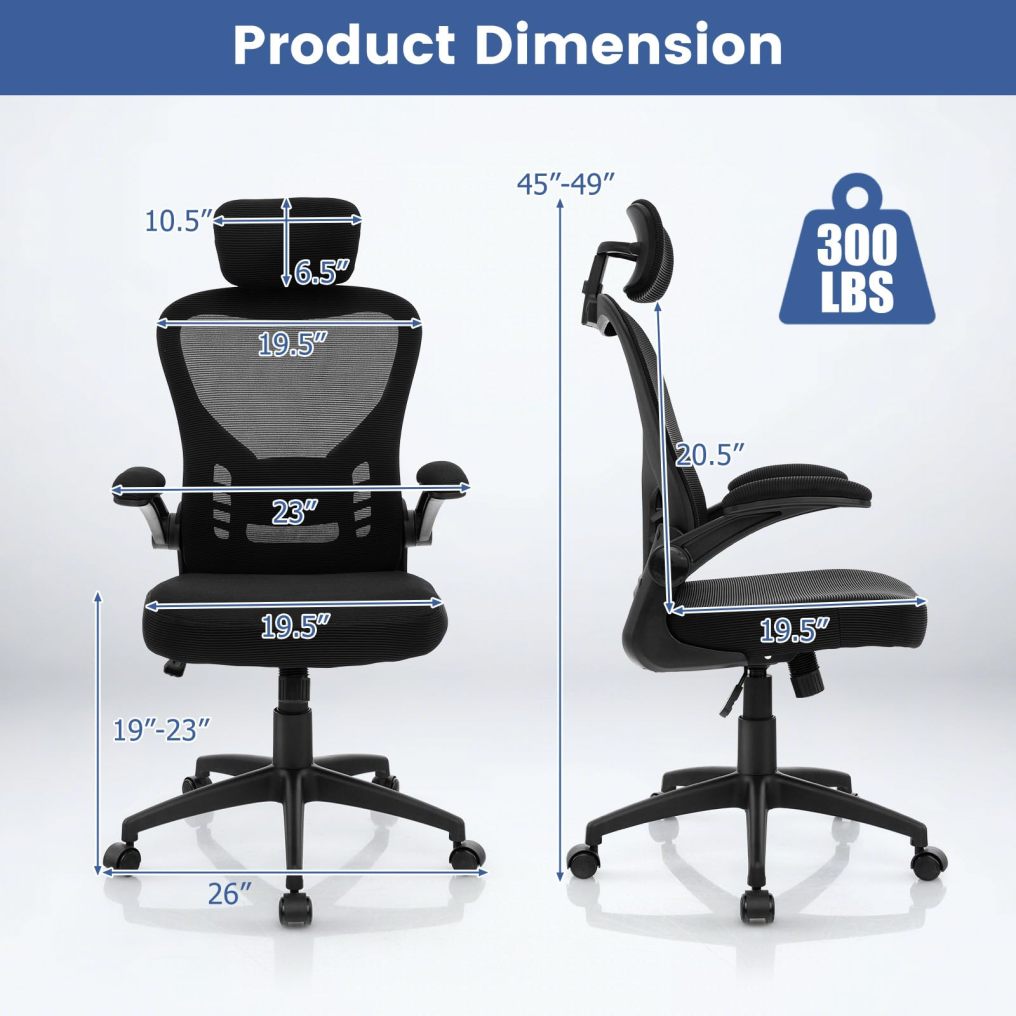 Height Adjustable Computer Desk Chair for Office Home