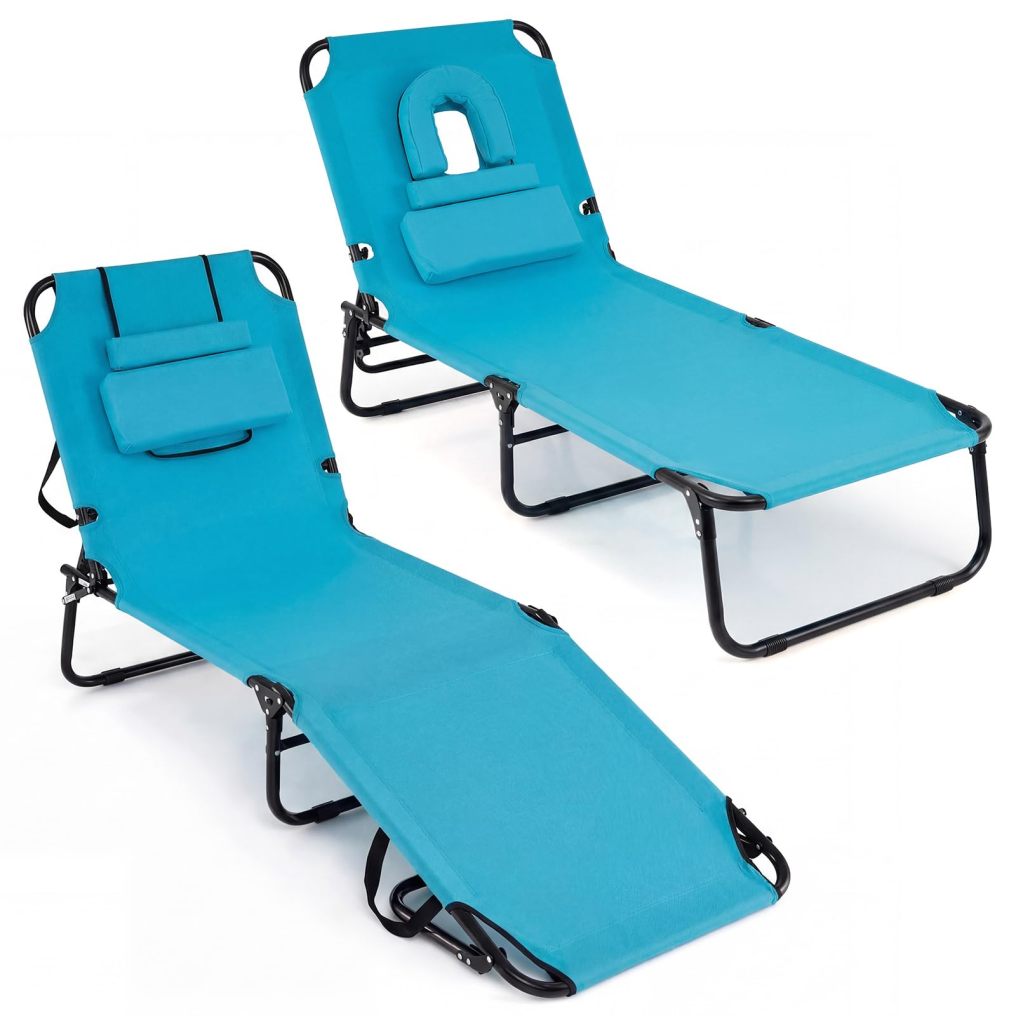 Tanning Chair with Face Hole Pillows & Adjustable Backrest(1/2)