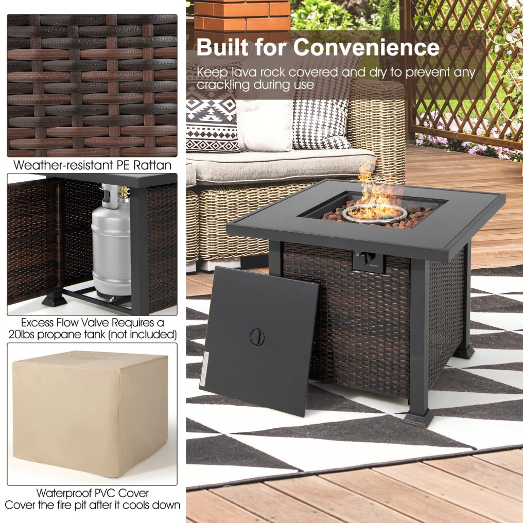6 Piece Patio Furniture Set with 32'' Fire Pit Table