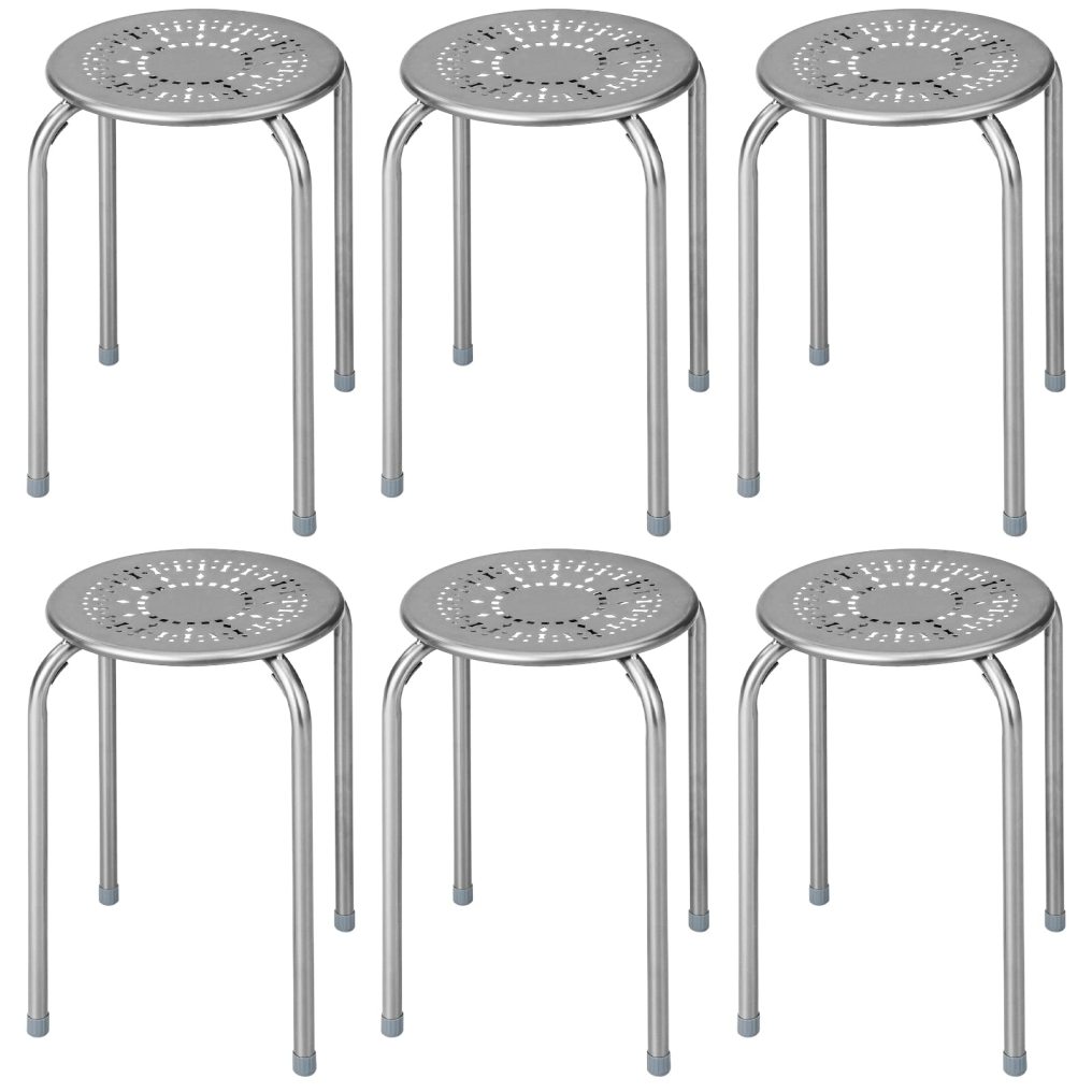 6-Pack Steel Stack Stools 17.5-Inch Height Portable Stackable Backless School Stools
