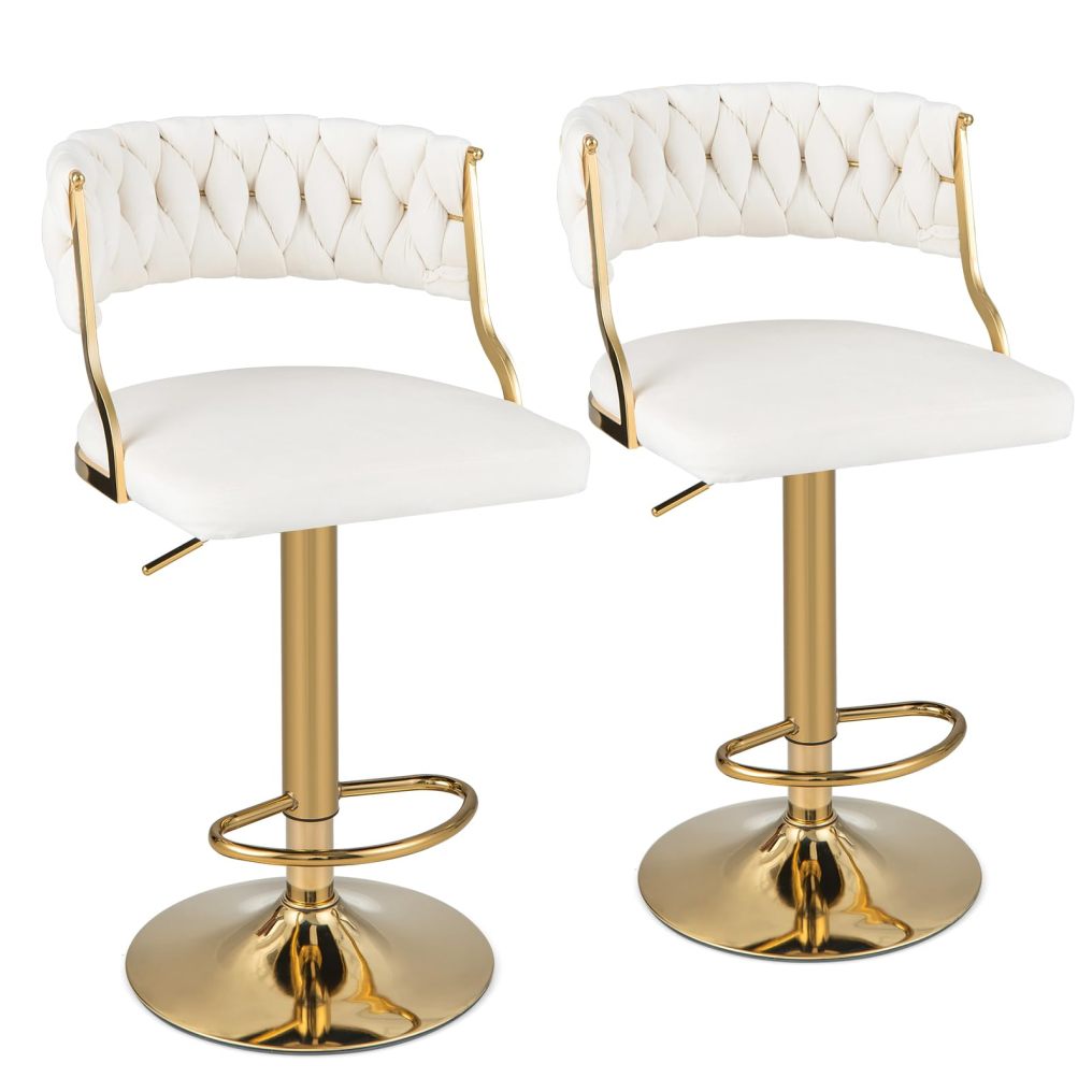 Bar Stools Set of 2/4 Modern Upholstered Velvet Swivel Barstools