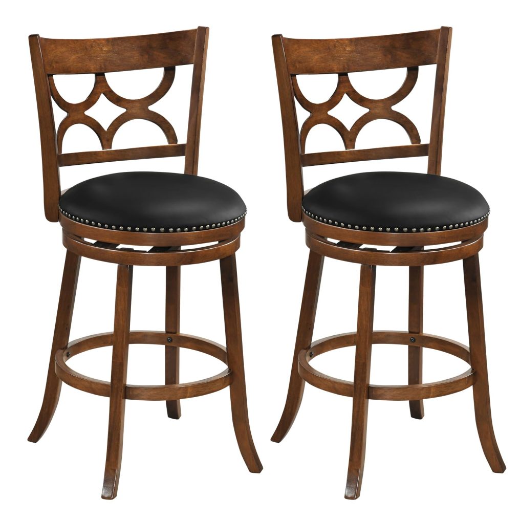 31 Inch Bar Height Chairs with High Backrest and Wood Frame Set of 2 or 4