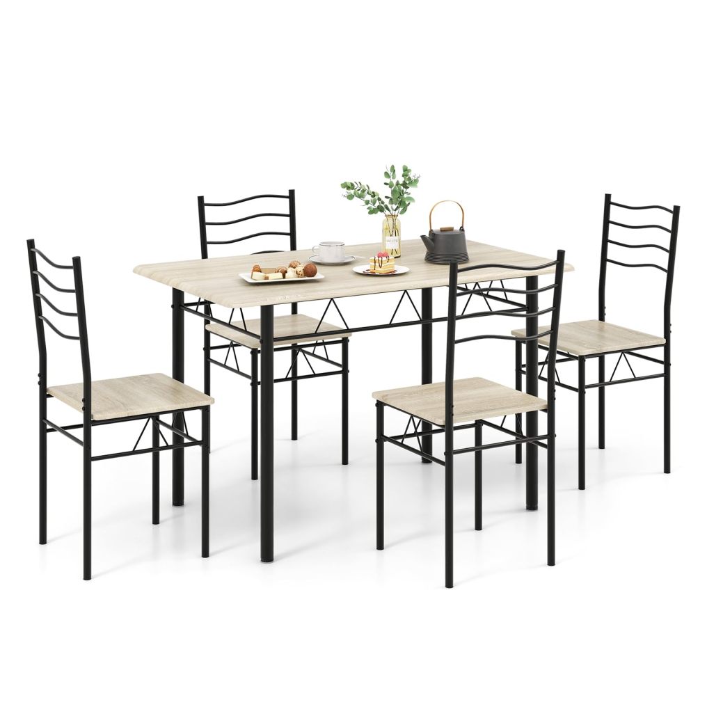 5 Piece Metal Rectangular Dinette Set w/Non-Slip Pad