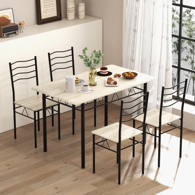 5 Piece Metal Rectangular Dinette Set w/Non-Slip Pad