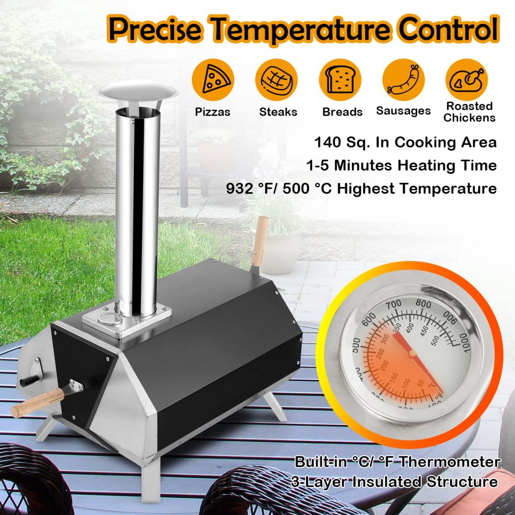 12 Stone Fired Maker with Foldable Legs & Built-in Thermometer