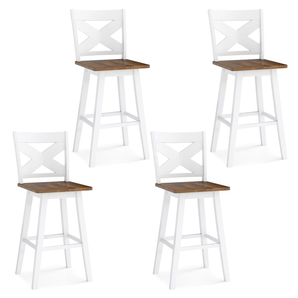 29” Swivel Barstools Set of 2/4 Rubberwood Bar Height Chairs